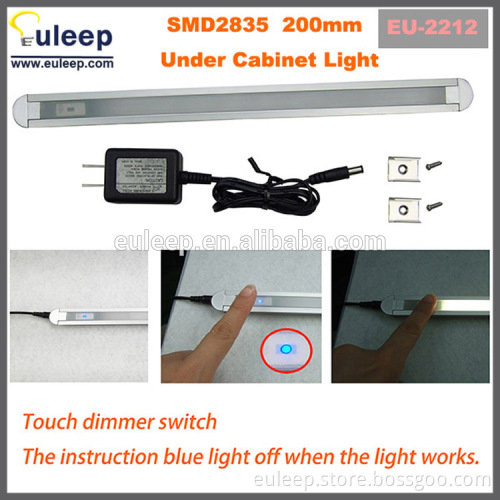 New Style Aluminum +Pc 12v Led wardrobe Light under cabinet light with touch dimmer switch,300mm,3.6w